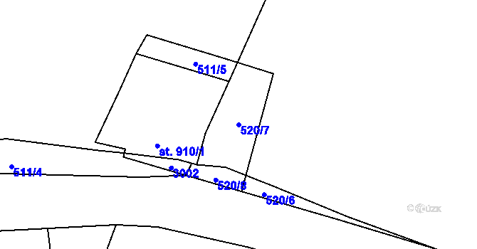 Parcela st. 520/7 v KÚ Týn nad Vltavou, Katastrální mapa