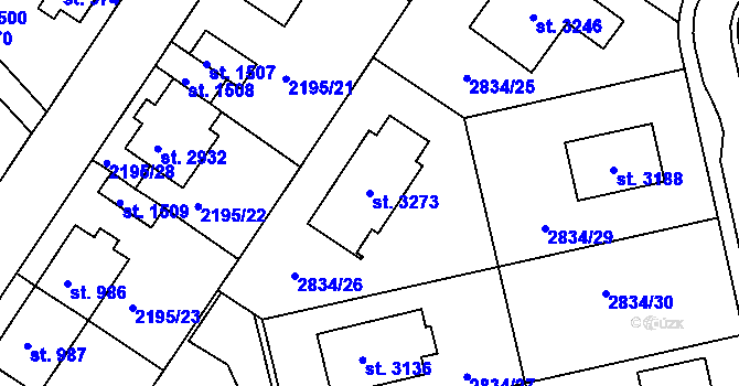 Parcela st. 3273 v KÚ Týn nad Vltavou, Katastrální mapa
