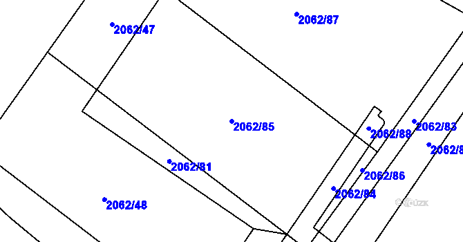 Parcela st. 2062/85 v KÚ Týn nad Vltavou, Katastrální mapa