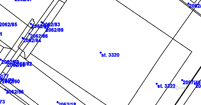 Parcela st. 3320 v KÚ Týn nad Vltavou, Katastrální mapa