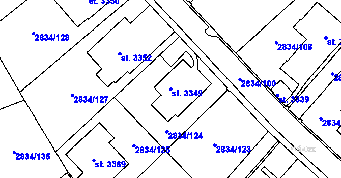 Parcela st. 3349 v KÚ Týn nad Vltavou, Katastrální mapa