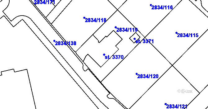 Parcela st. 3370 v KÚ Týn nad Vltavou, Katastrální mapa