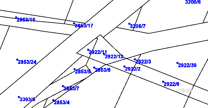 Parcela st. 2922/12 v KÚ Hněvkovice u Týna nad Vltavou, Katastrální mapa