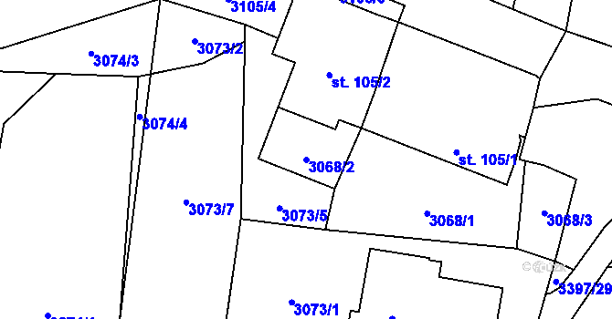 Parcela st. 3068/2 v KÚ Hněvkovice u Týna nad Vltavou, Katastrální mapa