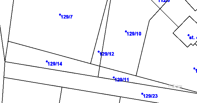 Parcela st. 129/12 v KÚ Skoupý, Katastrální mapa