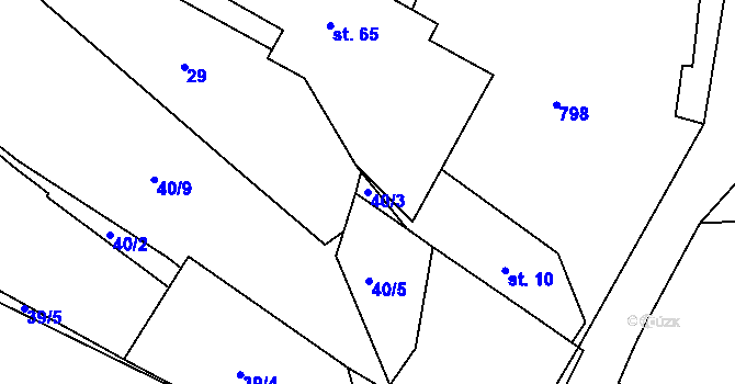 Parcela st. 40/3 v KÚ Týnčany, Katastrální mapa