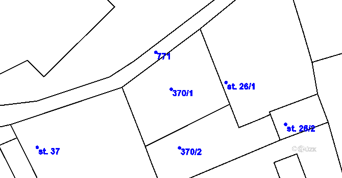 Parcela st. 370/1 v KÚ Týnčany, Katastrální mapa