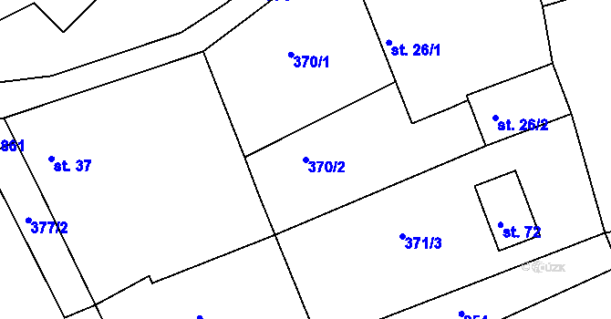 Parcela st. 370/2 v KÚ Týnčany, Katastrální mapa