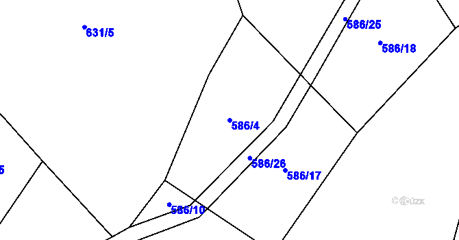 Parcela st. 586/4 v KÚ Týnčany, Katastrální mapa