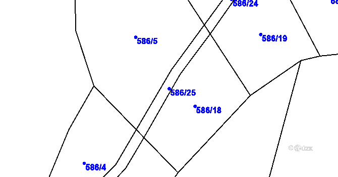 Parcela st. 586/25 v KÚ Týnčany, Katastrální mapa
