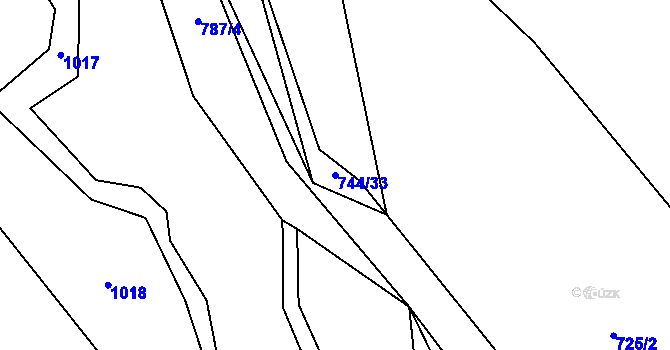 Parcela st. 744/33 v KÚ Týnčany, Katastrální mapa