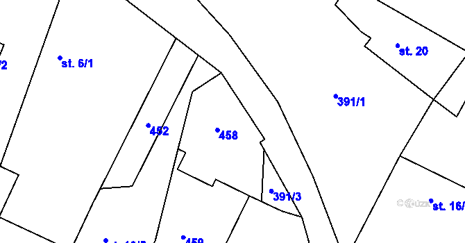 Parcela st. 9/2 v KÚ Týnec u Dobrovice, Katastrální mapa