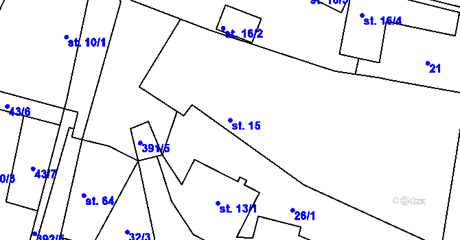Parcela st. 15 v KÚ Týnec u Dobrovice, Katastrální mapa