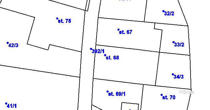Parcela st. 68 v KÚ Týnec u Dobrovice, Katastrální mapa