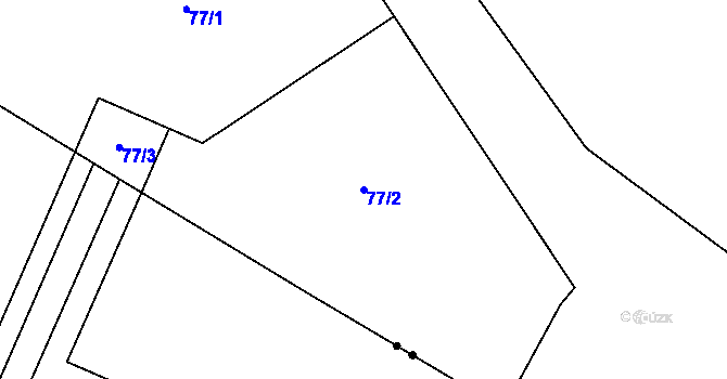 Parcela st. 77/2 v KÚ Týnec u Dobrovice, Katastrální mapa