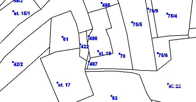 Parcela st. 18 v KÚ Javor, Katastrální mapa