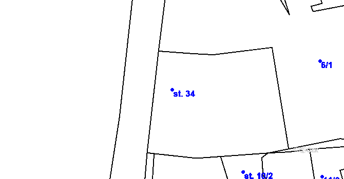 Parcela st. 34 v KÚ Javor, Katastrální mapa