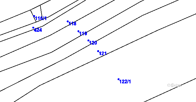 Parcela st. 121 v KÚ Javor, Katastrální mapa
