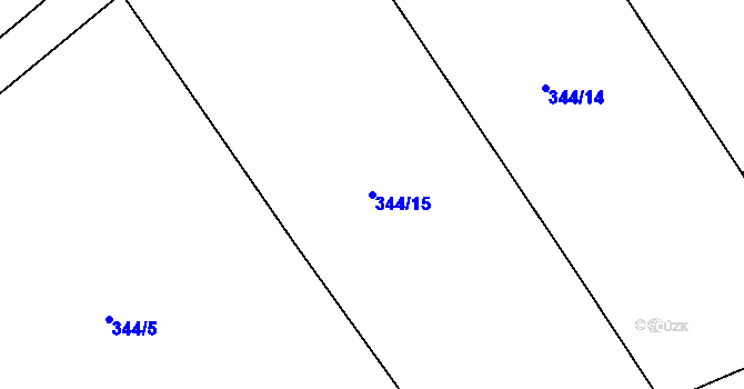 Parcela st. 344/15 v KÚ Javor, Katastrální mapa