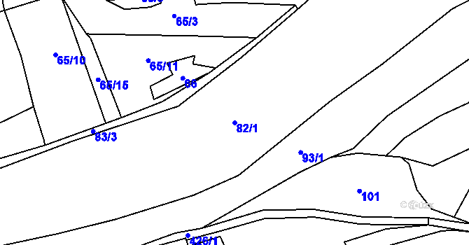 Parcela st. 82/1 v KÚ Javor, Katastrální mapa