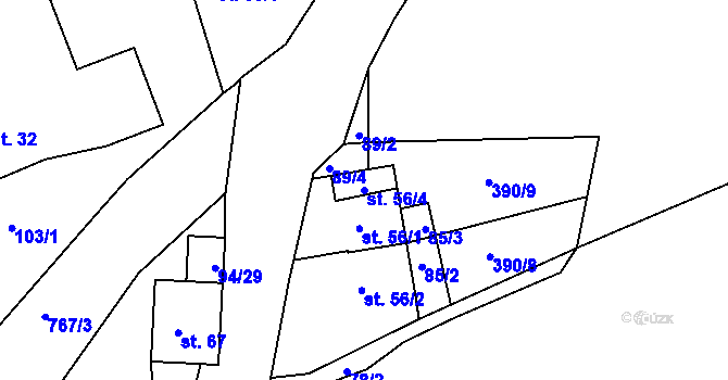 Parcela st. 56/4 v KÚ Klenová, Katastrální mapa