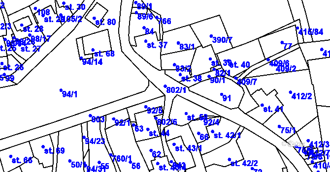 Parcela st. 802/1 v KÚ Klenová, Katastrální mapa