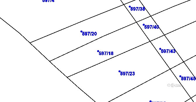Parcela st. 597/18 v KÚ Klenová, Katastrální mapa