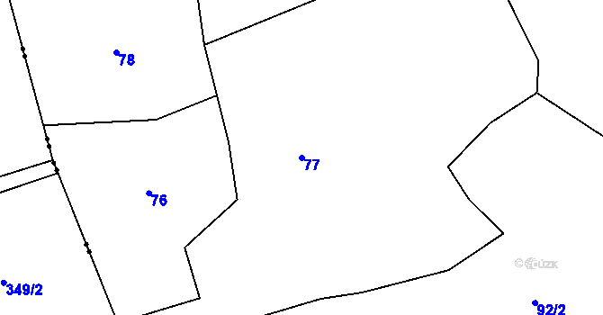 Parcela st. 77 v KÚ Loučany, Katastrální mapa