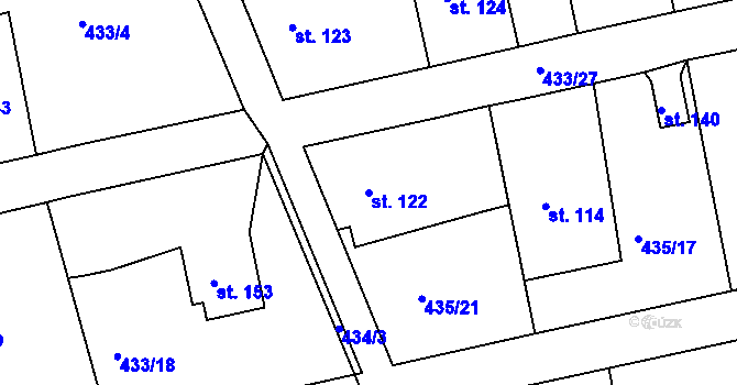 Parcela st. 122 v KÚ Týnec u Janovic nad Úhlavou, Katastrální mapa
