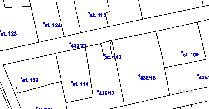 Parcela st. 140 v KÚ Týnec u Janovic nad Úhlavou, Katastrální mapa