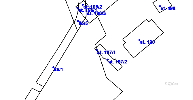 Parcela st. 197/1 v KÚ Týnec u Janovic nad Úhlavou, Katastrální mapa