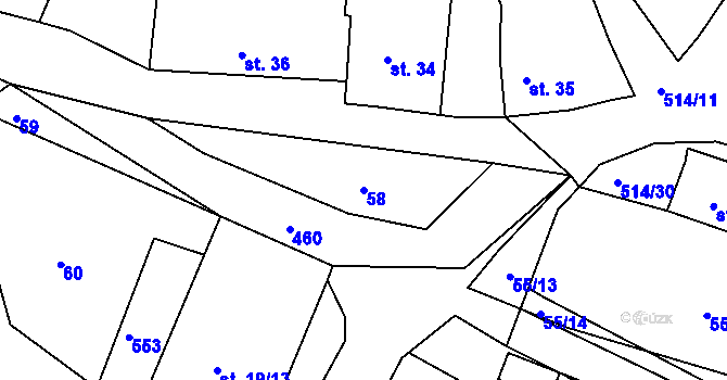 Parcela st. 58 v KÚ Týnec u Janovic nad Úhlavou, Katastrální mapa