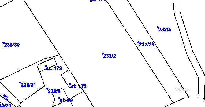 Parcela st. 232/2 v KÚ Týnec u Janovic nad Úhlavou, Katastrální mapa