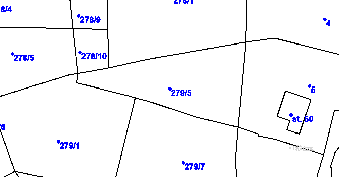 Parcela st. 279/5 v KÚ Týnec u Janovic nad Úhlavou, Katastrální mapa