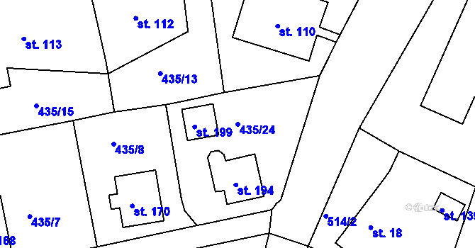 Parcela st. 435/24 v KÚ Týnec u Janovic nad Úhlavou, Katastrální mapa