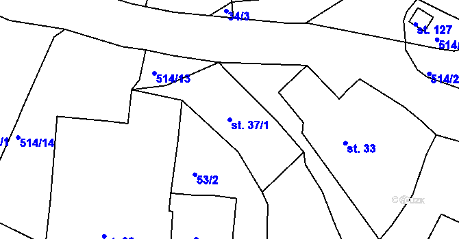 Parcela st. 37/1 v KÚ Týnec u Janovic nad Úhlavou, Katastrální mapa