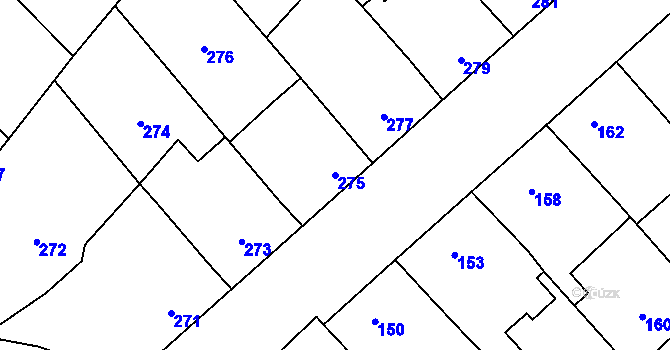 Parcela st. 275 v KÚ Týnec na Moravě, Katastrální mapa