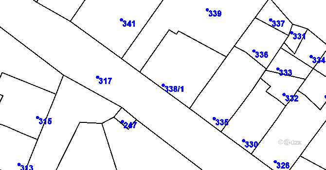 Parcela st. 338/1 v KÚ Týnec na Moravě, Katastrální mapa