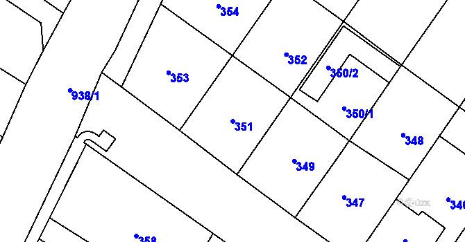 Parcela st. 351 v KÚ Týnec na Moravě, Katastrální mapa