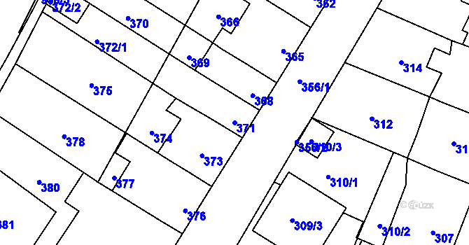 Parcela st. 371 v KÚ Týnec na Moravě, Katastrální mapa
