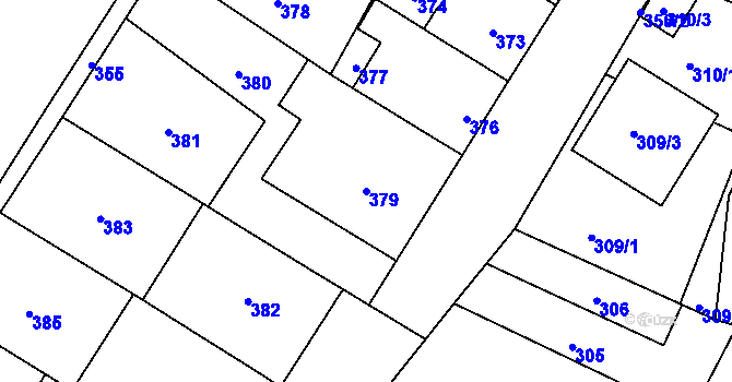 Parcela st. 379 v KÚ Týnec na Moravě, Katastrální mapa