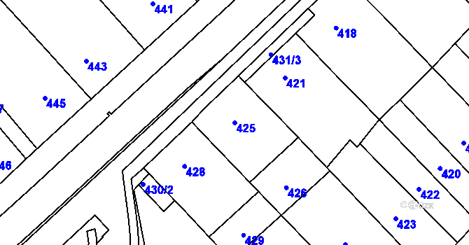 Parcela st. 425 v KÚ Týnec na Moravě, Katastrální mapa