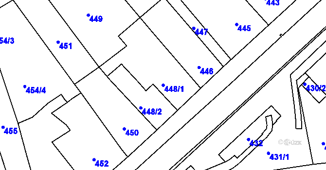 Parcela st. 448/1 v KÚ Týnec na Moravě, Katastrální mapa