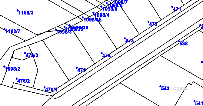 Parcela st. 474 v KÚ Týnec na Moravě, Katastrální mapa