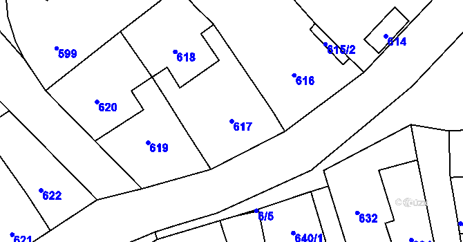 Parcela st. 617 v KÚ Týnec na Moravě, Katastrální mapa