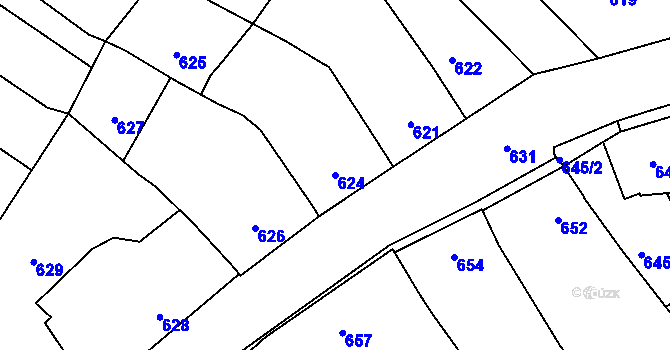 Parcela st. 624 v KÚ Týnec na Moravě, Katastrální mapa