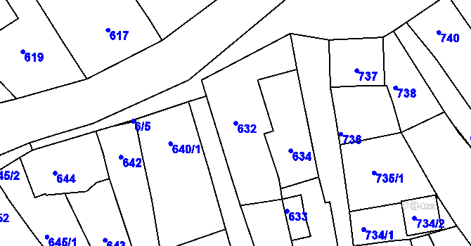 Parcela st. 632 v KÚ Týnec na Moravě, Katastrální mapa
