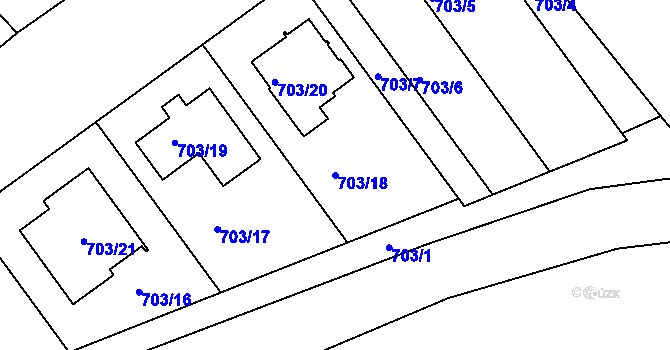 Parcela st. 703/18 v KÚ Týnec na Moravě, Katastrální mapa