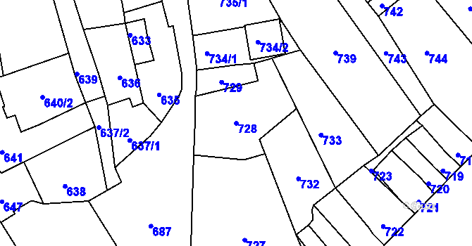 Parcela st. 728 v KÚ Týnec na Moravě, Katastrální mapa