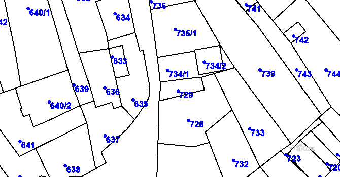 Parcela st. 729 v KÚ Týnec na Moravě, Katastrální mapa
